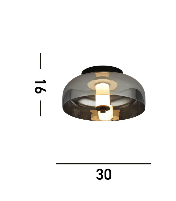 1 Light Led Flush Matt Black With Smoked Glass_Line