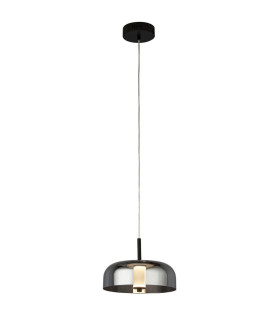 1 Light Led Pendant Matt Black With Smoked Glass_Main