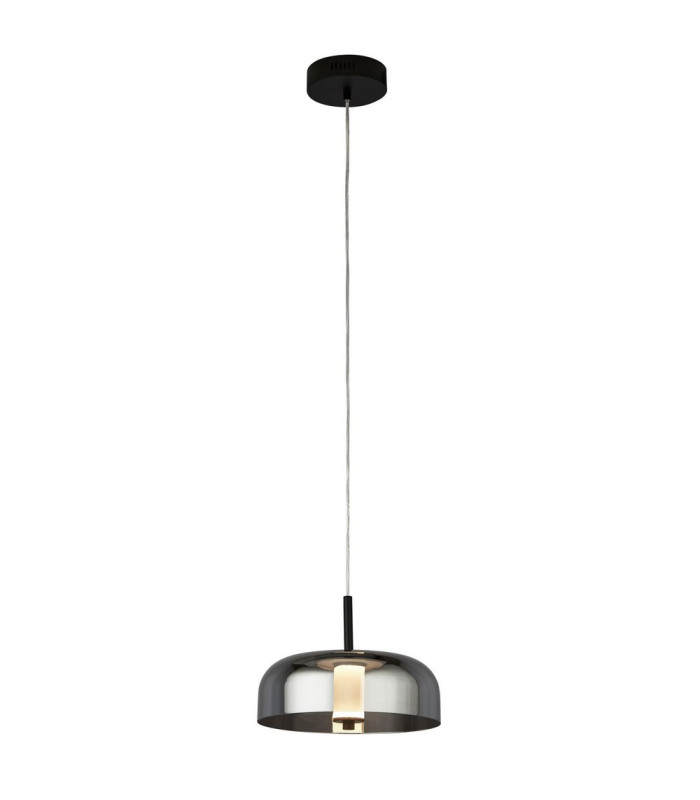 1 Light Led Pendant Matt Black With Smoked Glass_Main