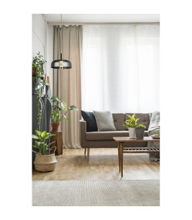 1 Light Led Pendant Matt Black With Smoked Glass_Room