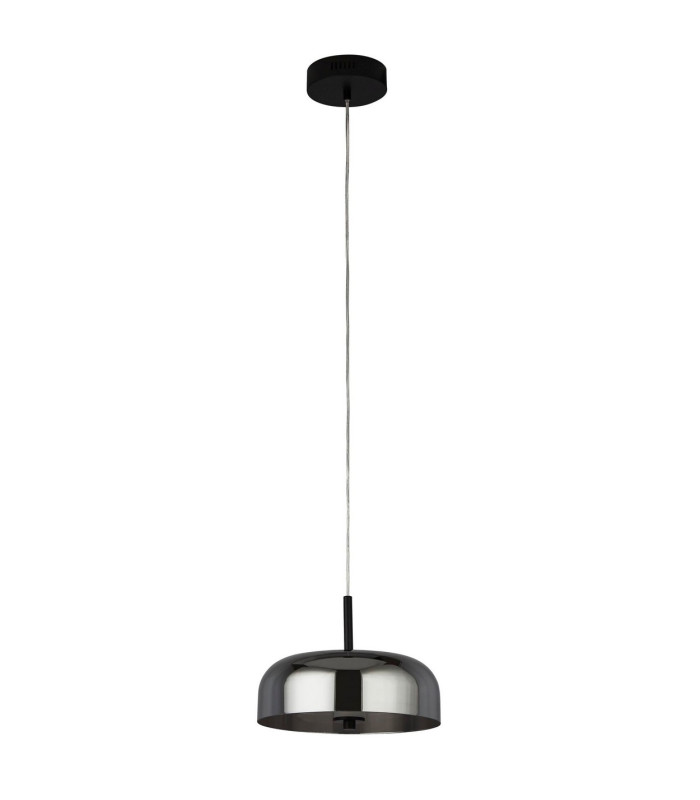 1 Light Led Pendant Matt Black With Smoked Glass_Off