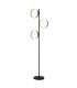 3 Light Matt Black And Gold Leaf Floor Light With Opal Glass_Main