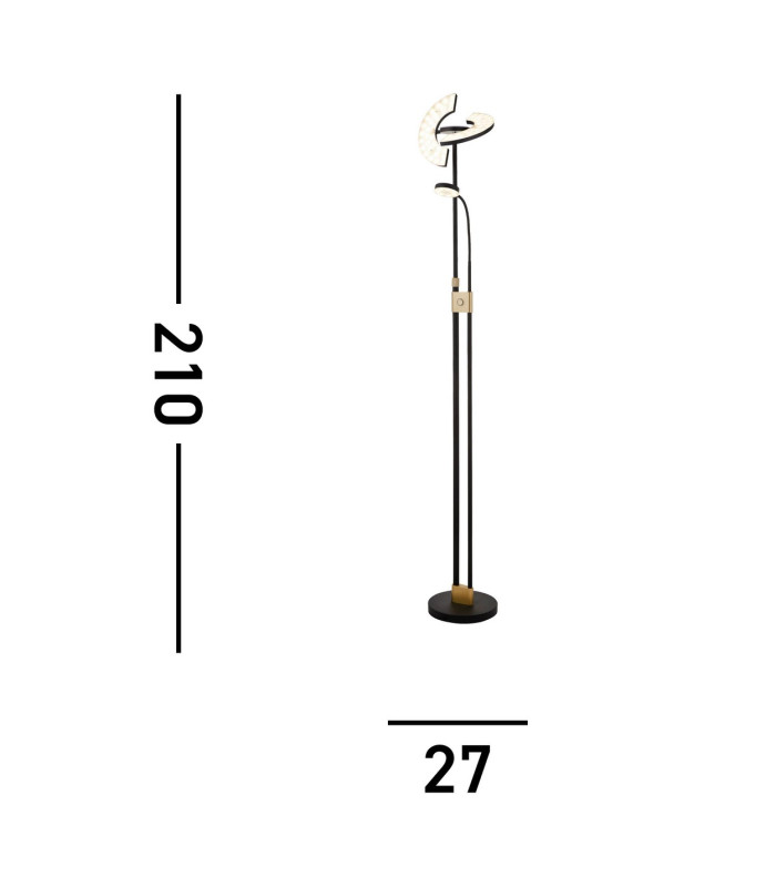 Led Mother & Child Floor Lamp Matt Black & Satin Brass_Line