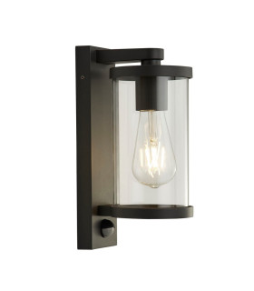 Light Outdoor Wall Porch Light With Pir - Black With Clear Glass_Main