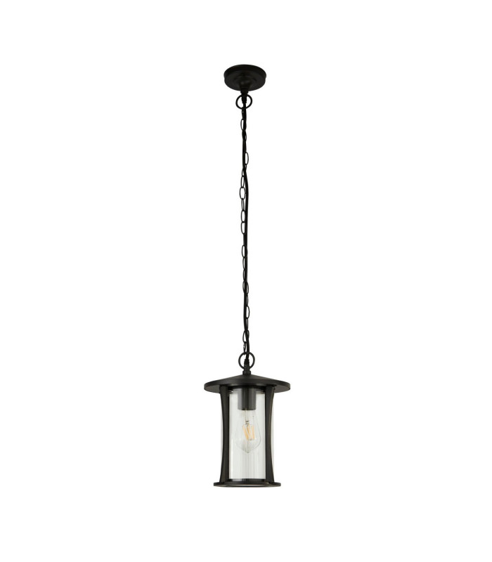 1 Light Outdoor Pendant - Black With Clear Glass_Off