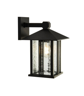 1 Light Outdoor Wall   Porch Light - Black With Water Glass_Main