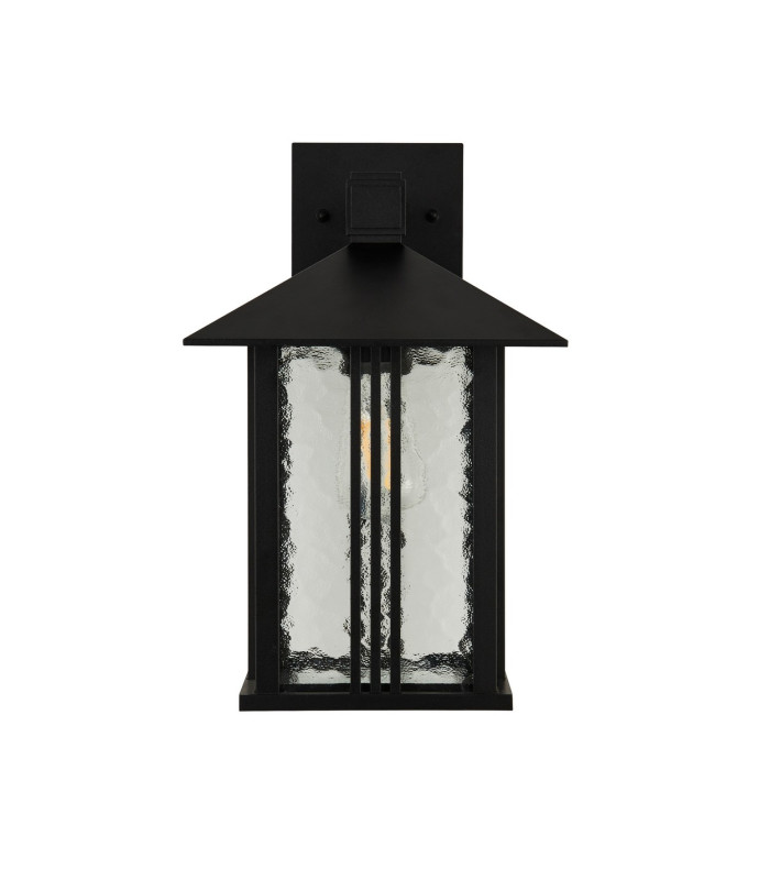 1 Light Outdoor Wall   Porch Light - Black With Water Glass_Off