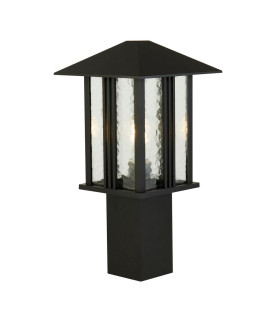 1 Light Outdoor Post (450mm Height) - Black With Water Glass_Main