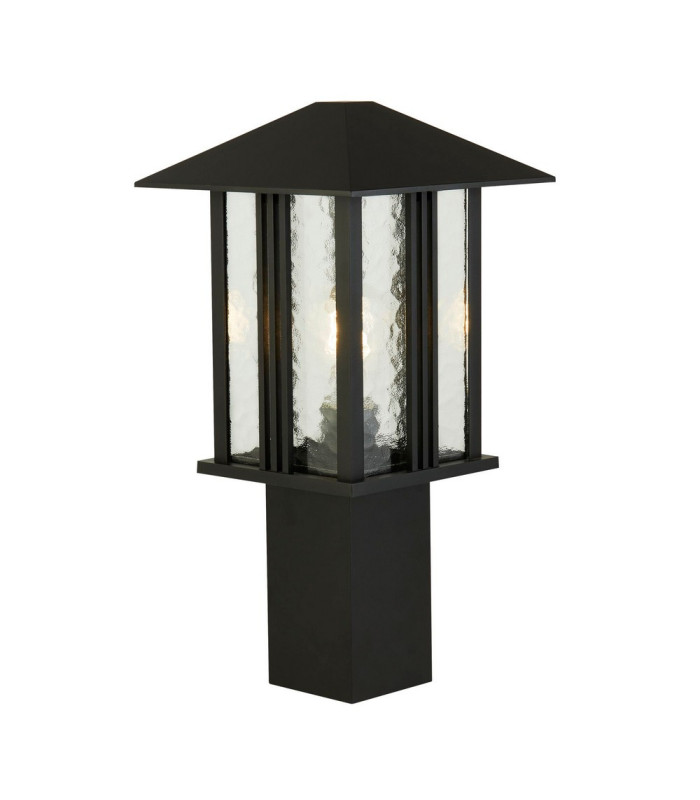1 Light Outdoor Post (450mm Height) - Black With Water Glass_Main