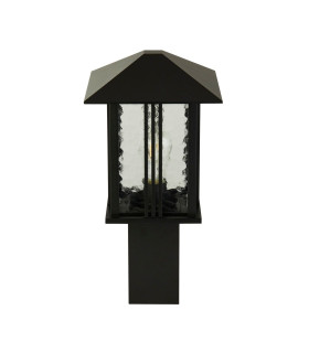 1 Light Outdoor Post (450mm Height) - Black With Water Glass_Off