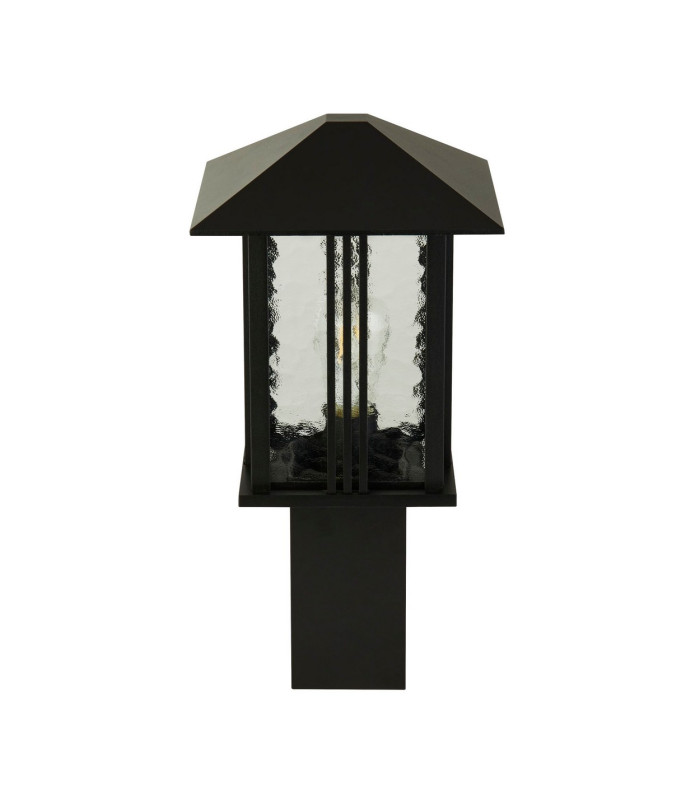1 Light Outdoor Post (450mm Height) - Black With Water Glass_Off