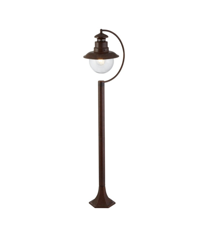 1 Light Outdoor Garden Post (1100mm Height) - Rustic Brown With Clear Glass_Main
