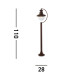 1 Light Outdoor Garden Post (1100mm Height) - Rustic Brown With Clear Glass_Line