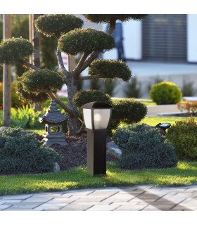 Outdoor Post (730mm Height) - Black With Clear Frosted Panels_Room