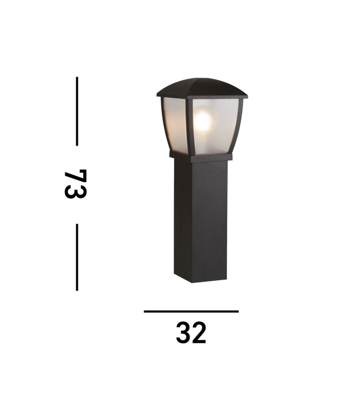 Outdoor Post (730mm Height) - Black With Clear Frosted Panels_Line
