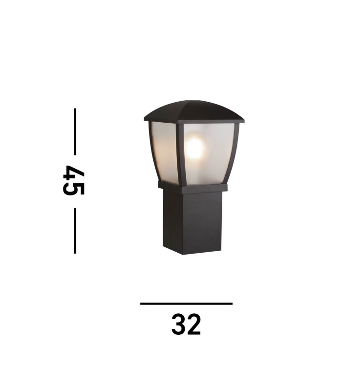 Outdoor Post (450mm Height) - Black With Clear Frosted Panels_Line
