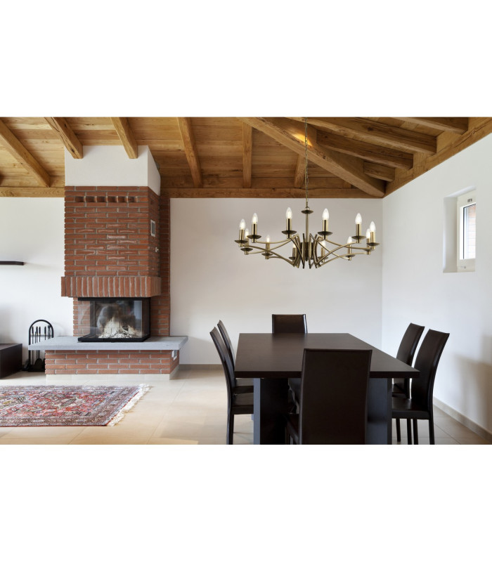 12 Light Pendant Antique Brass_Room