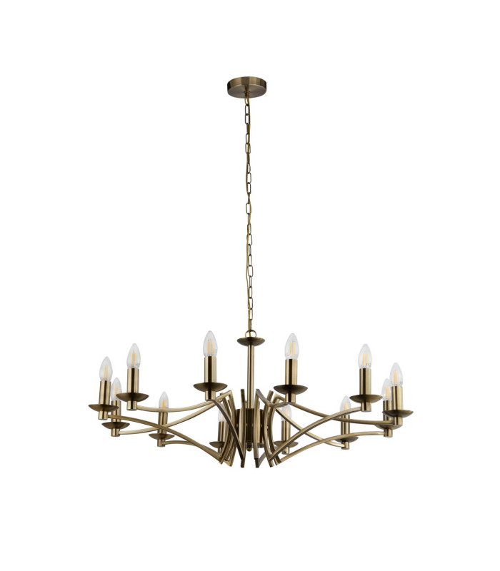 12 Light Pendant Antique Brass_Off