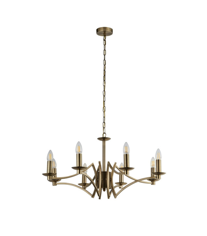 8 Light Pendant
 Antique Brass_Off