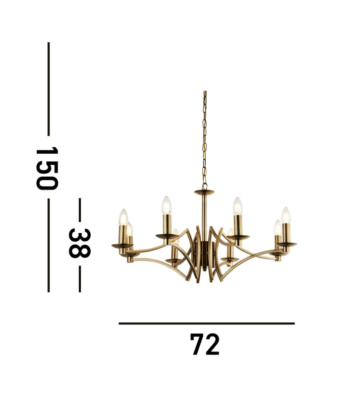 8 Light Pendant
 Antique Brass_Line