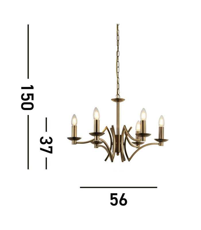 6 Light Pendant 
Antique Brass_Line