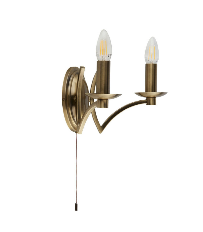 2 Light Wall Light Antique Brass_Off