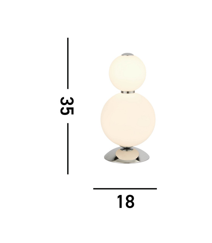 2 Light Table Lamp Chrome With Opal Glass Shade_Line