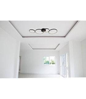 4 Light Led Ring Flush Light Matt Black_Room