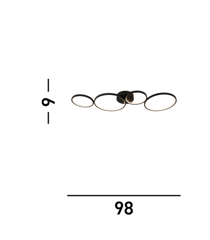 4 Light Led Ring Flush Light Matt Black_Line