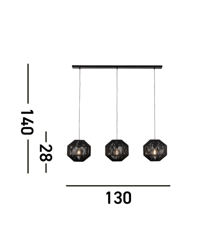 3 Light Bar Black Pendant_Line