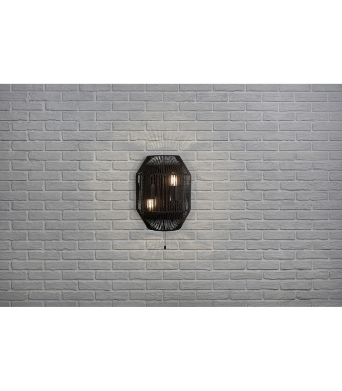 2 Light Wall Light Black Wicker_Room