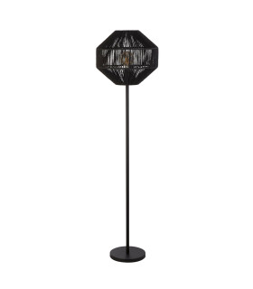 1 Light Floor Lamp Black Wicker_Off