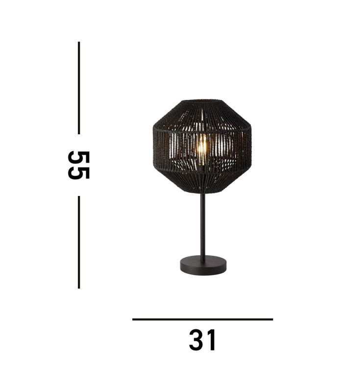 1 Light Table Lamp Black Wicker_Line