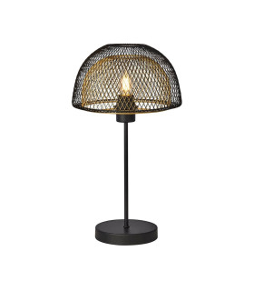 1 Light Double Layered Mesh Table Lamp - Black Outer With Gold Inner_Main