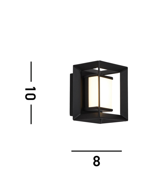 Rectangular Led Wall Light Matt Black - 100mm_Line
