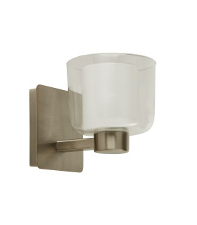 1 Light Satin Nickel Wall Light With Clear Glass And White Inner Ip44_Off