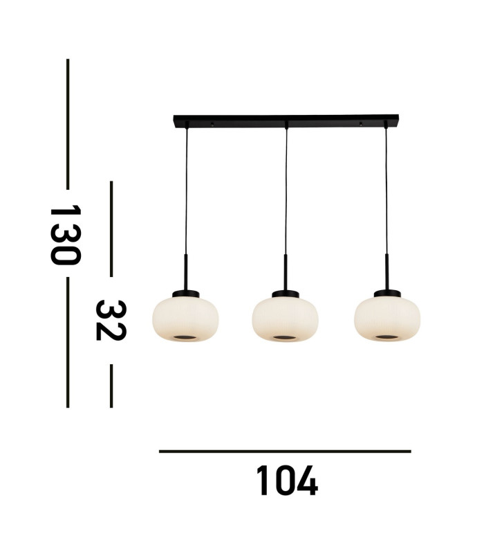 3 Light Bar Pendant With Frosted Ribbed Glass_Line