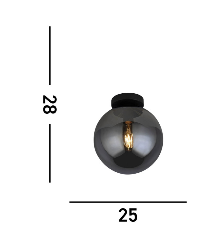 1 Light Flush  Smoked Glass Black_Line