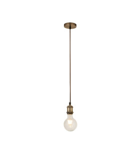 Brass 1 Light Cable Suspension With 1.5Mtr Brown Textile Cable_Main