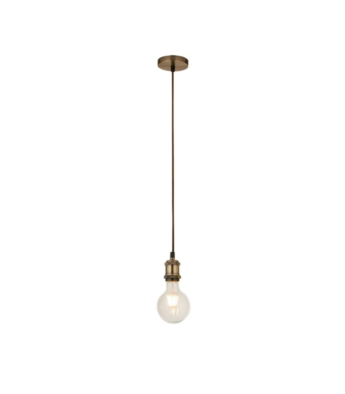 Brass 1 Light Cable Suspension With 1.5Mtr Brown Textile Cable_Main