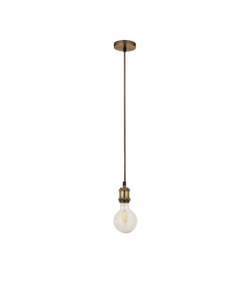 Brass 1 Light Cable Suspension With 1.5Mtr Brown Textile Cable_Off