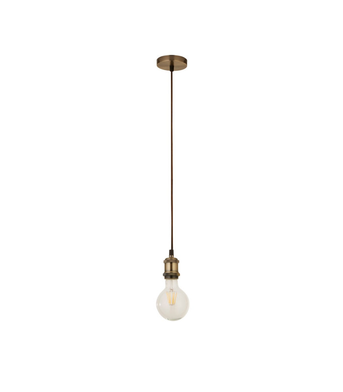 Brass 1 Light Cable Suspension With 1.5Mtr Brown Textile Cable_Off