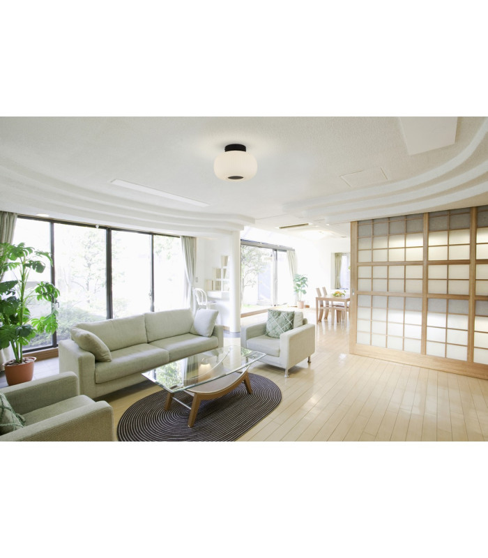 1 Light Ceiling Flush With Frosted Ribbed Glass_Room
