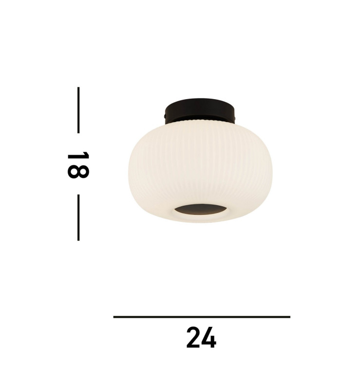 1 Light Ceiling Flush With Frosted Ribbed Glass_Line