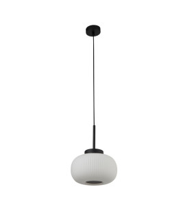 1 Light Ceiling Pendant With Frosted Ribbed Glass_Off