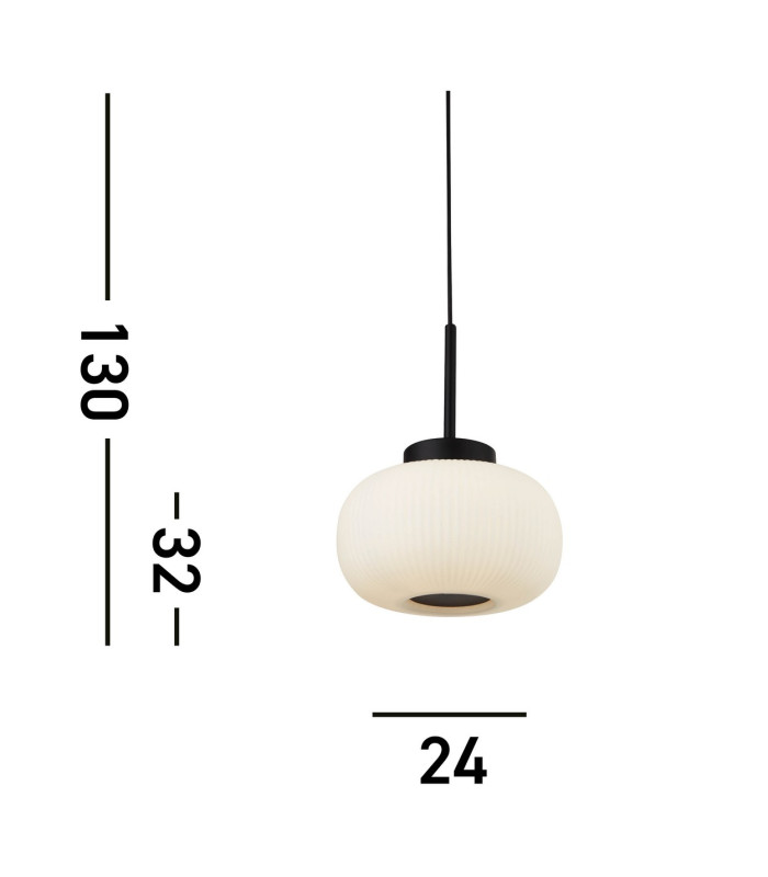 1 Light Ceiling Pendant With Frosted Ribbed Glass_Line