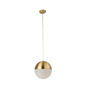 1 Light Pendant Satin Brass Finish With Opal Glass. Dia 250mm_Off