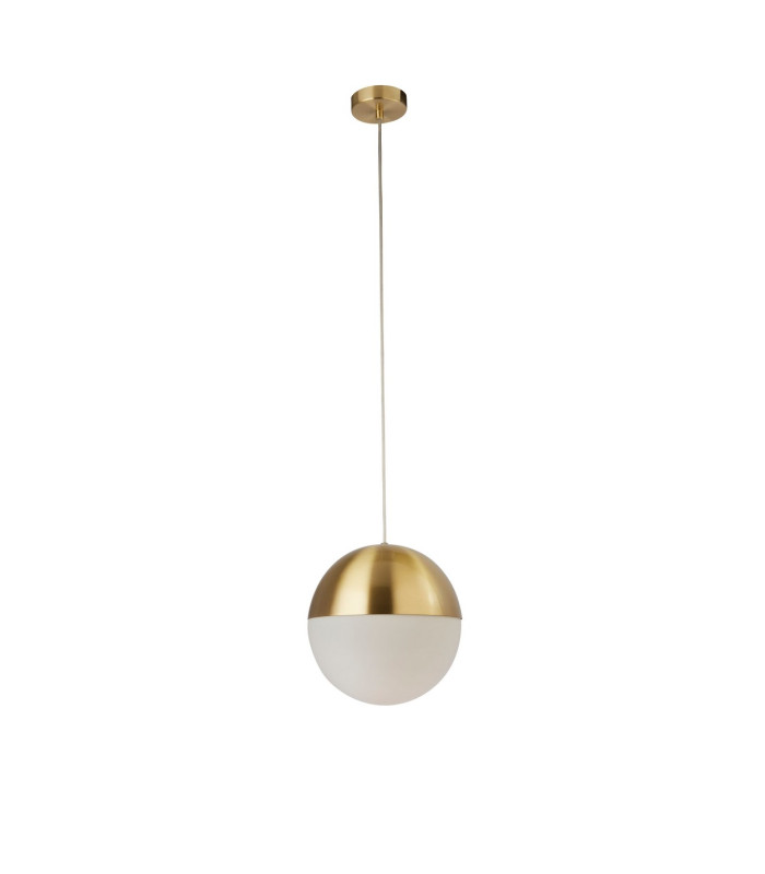 1 Light Pendant Satin Brass Finish With Opal Glass. Dia 250mm_Off