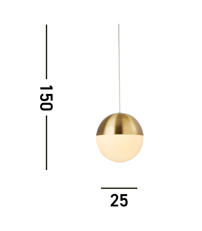 1 Light Pendant Satin Brass Finish With Opal Glass. Dia 250mm_Line