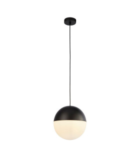 1 Light Pendant Black Finish With Opal Glass. Dia 250mm_Main